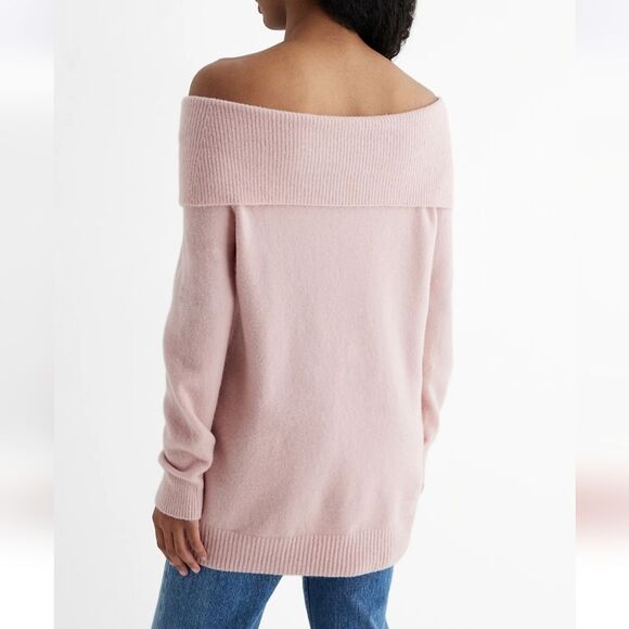 Blush Pink Off the Shoulder Oversized Sweater XS - Picture 2 of 10